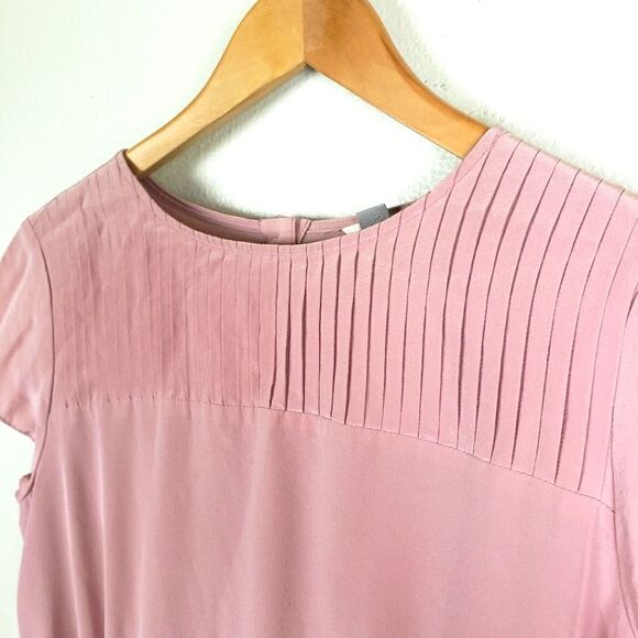 Women's Fossil Fanned Button Lilac Mauve Short Elegant Silk Dress Size Small - Picture 6 of 12